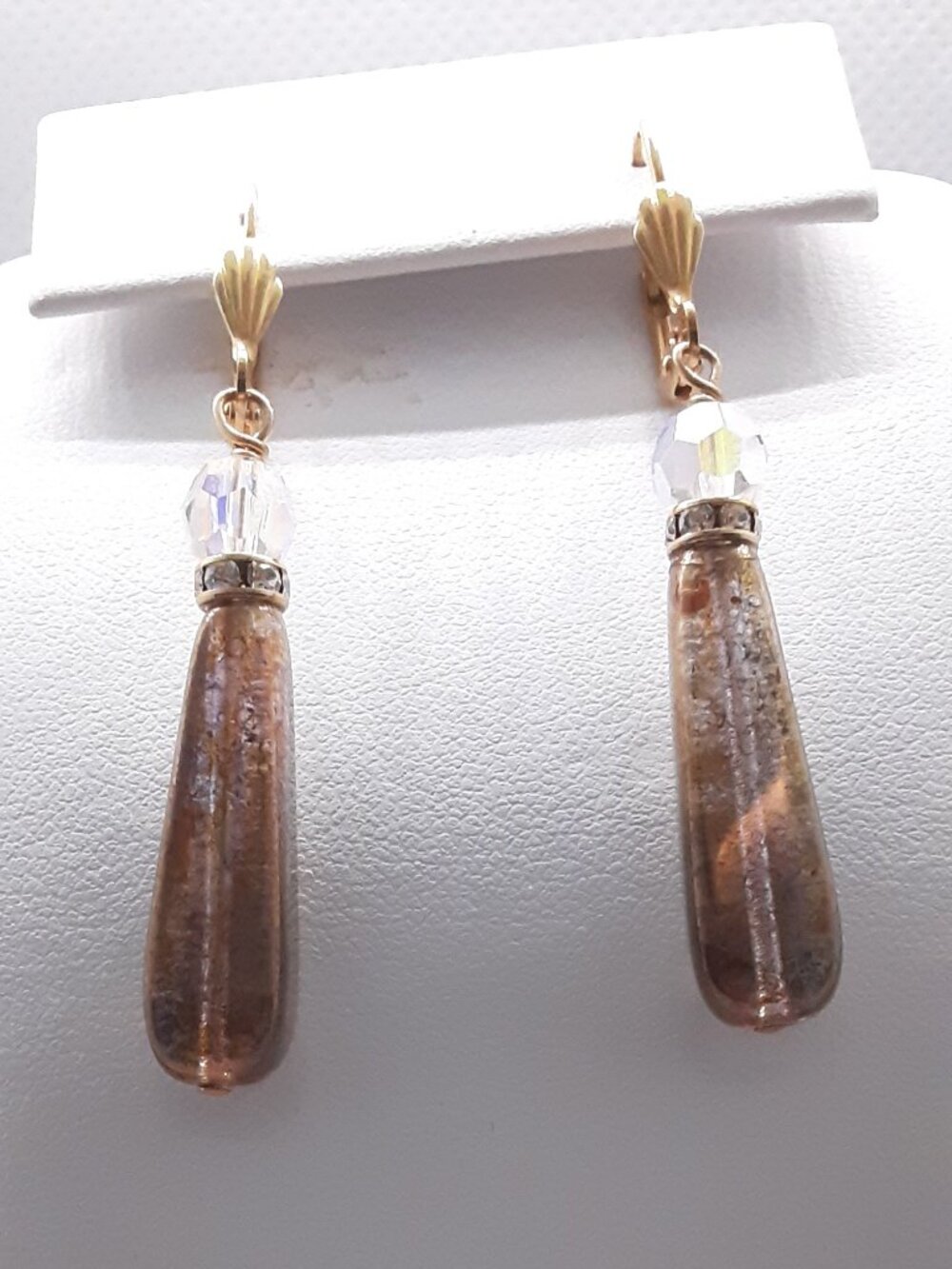 NEW Holly Yashi Brown Tear Drop Lever Back Earrings - Picture 5 of 11
